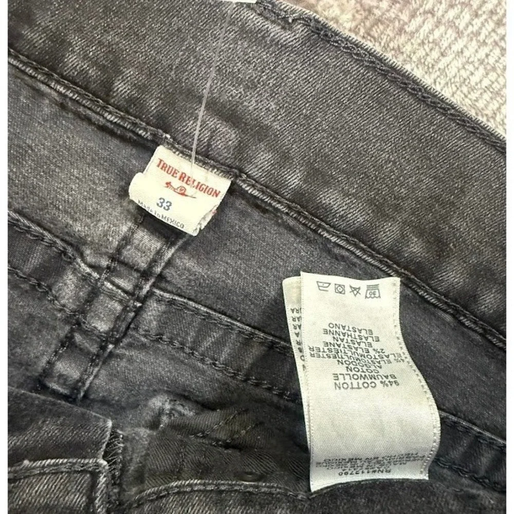 True Religion Geno Slim‎ Straight Jeans Mens Black Denim Horseshoe Pocket 33X31